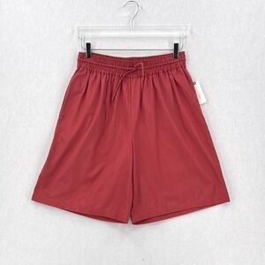 ANTHROPOLOGIE Bermuda Shorts Womens XS Crimson Drawstring Pull on Culotte Cotton